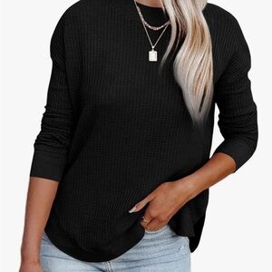 NEW! INFITTY Woman’s Waffle Knitted Sweatshirt w/Plain Crewneck, Size, XXL